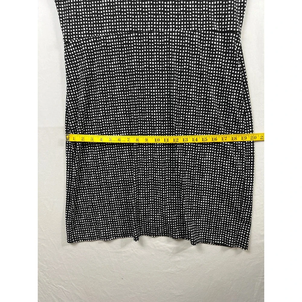 Michael Kors Faux Wrap Dress Womens XL Black White Grid Sleeveless V-Neck